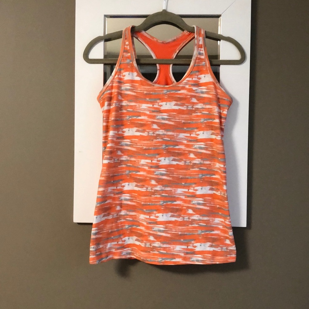 Medium Nike coral and white dri fit tank top